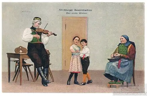 AK Altenburger Bauerntrachten. Der erste Walzer, Postkarte. Nr. 735, 1918