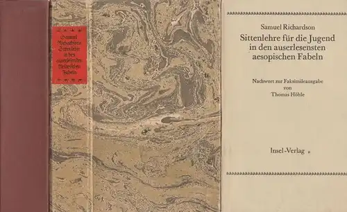 Buch: Sittenlehre für die Jugend... Richardson, Samuel, 1977, Insel-Verlag