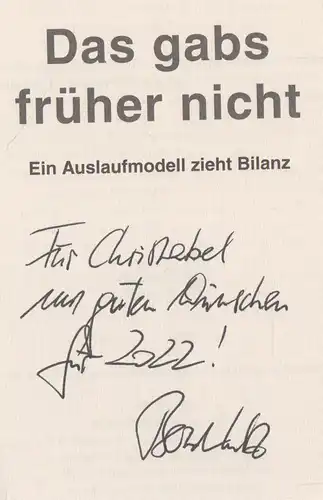 Buch: Das gabs früher nicht. Lange, Bernd-Lutz, 2020, Aufbau, signiert