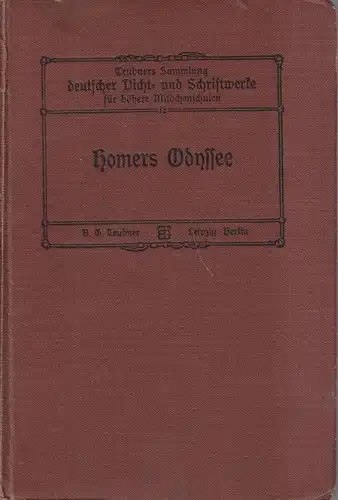 Buch: Homers Odyssee, Teubners Sammlung deutscher Dicht- und Schriftwerke Bd. 12