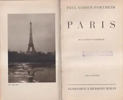 Buch: Paris, Paul Cohen-Portheim / Sasha Stone, 1930, Klinkhardt & Biermann
