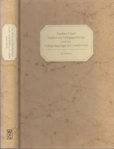 Buch: Studien zur Verlagsgeschichte.. Füssel, Stephan, 1999,   Walter de Gruyter
