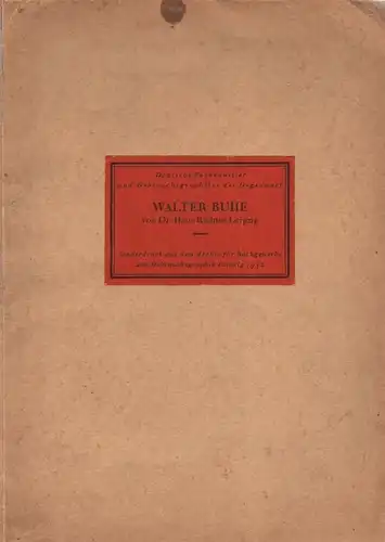 Buch: Walter Buhe als Graphiker, Richter, Hans, 1932, gebraucht, gut