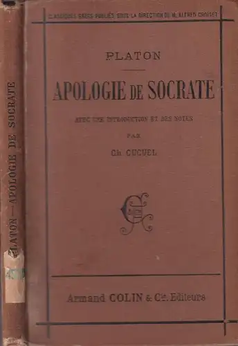 Buch: Apologie de Socrate, Platon, 1890, Armand Colin, Griechisch & Französisch