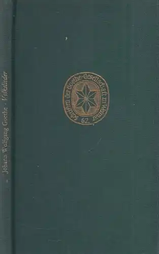Buch: Johann Wolfgang Goethe - Volkslieder, Strobach, Hermann. 1982 14009