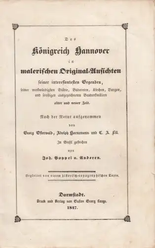 Buch: Das Königreich Hannover in malerischen Original-Ansichten seiner...1847
