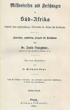 Buch: Missionsreisen und Forschungen in Süd-Afrika während eines... Livingstone