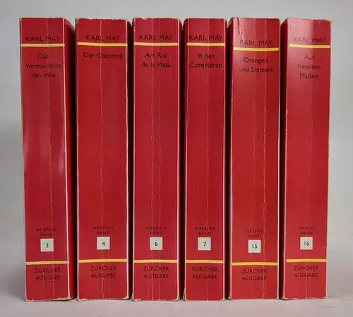 6 Bücher Karl May, Zürcher Ausgabe, Inka, Oelprinz, Rio de la Plata, Cordilleren