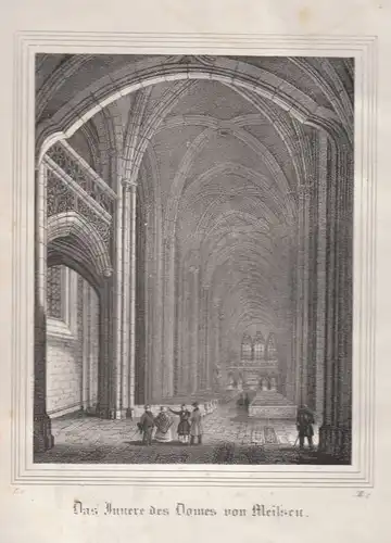 Das Innere des Domes von Meißen. Original-Lithographie. Grafik, 1840, C.W. Arldt
