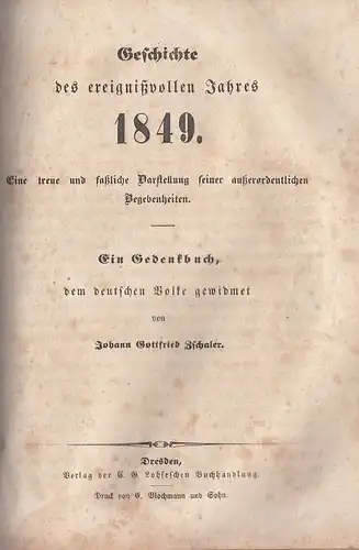 Buch: Geschichte der ereignißvollen Jahre 1848 und 1849, Zschaler. 2 in 1 Bände