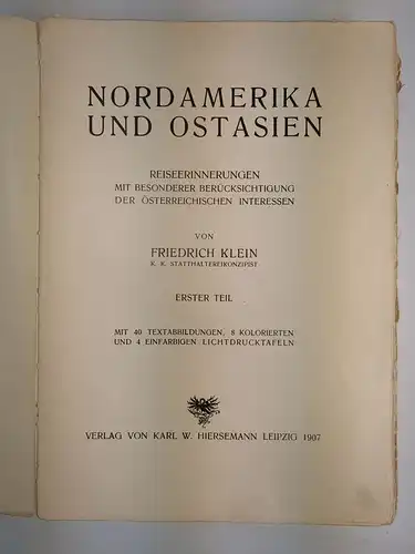 Buch: Nordamerika und Ostasien 1+2, Friedrich Klein, 1907, Hiersemann, 2 Bände