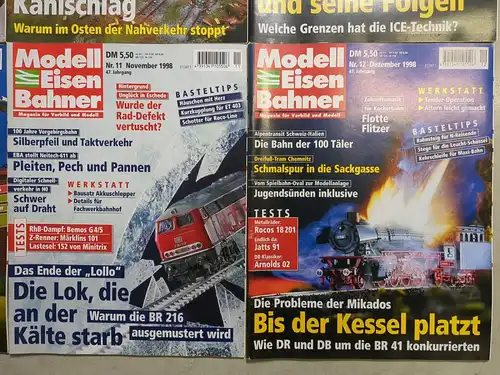 Modelleisenbahner 1998, Heft 1-12, Zeitschrift, Modelleisenbahn, Modellbau