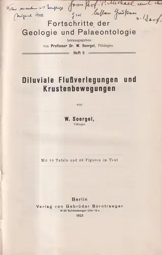 Buch: Diluviale Flußverlegungen und Krustenbewegungen, Wolfgang Soergel, 1923