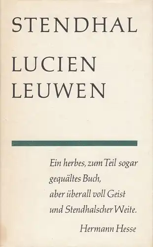 Buch: Lucien Leuwen, Stendhal. Gesammerlte Werke in Einzelbänden, 1979
