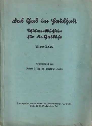 Buch: Das Gas im Haushalt, Schulmerkbüchlein für die Gasküche, H. Schecht, Meyer