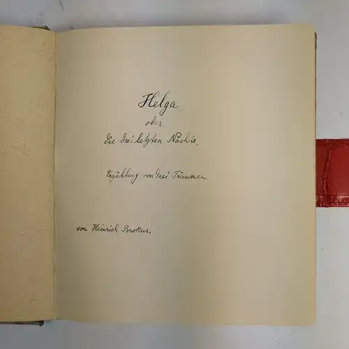 Buch: Helga oder die drei letzten Nächte, Brokus, Heinrich, 1953, Handschrift