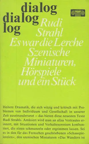 Buch: Es war die Lerche, Strahl, Rudi, 1990, Henschelverlag, gebraucht, gut