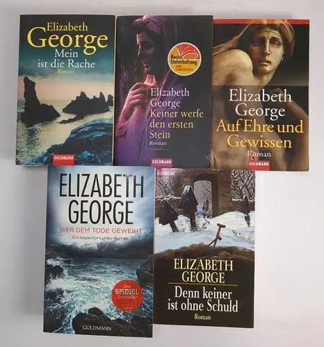 5 Bücher Inspector Lynley, Elizabeth George, Schuld, Rache, Stein, Tod, Gewissen