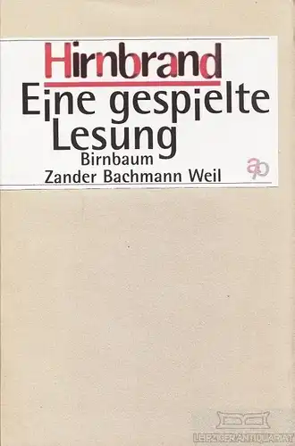 Buch: Hirnbrand - Eine gespielte Lesung, Bachmann. 1998, gebraucht, gut