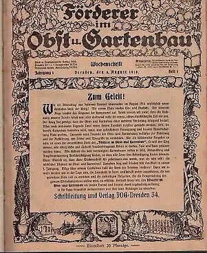 Förderer im Obst- und Gartenbau. Wochenschrift, Kaven, G. 2 in 1 Bände, 1918