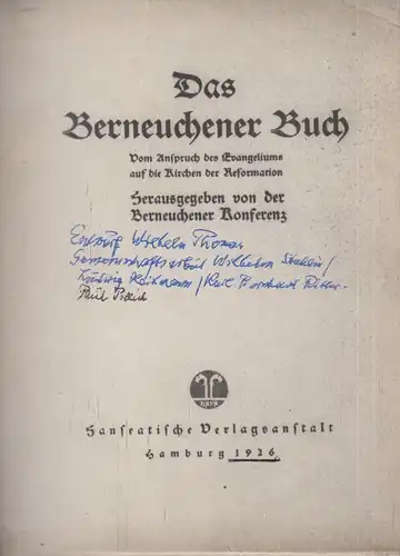 Buch: Das Berneuchener Buch, Hanseatische Verlagsanstalt, private Fotokopie 1926