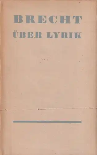 Buch: Über Lyrik, Brecht, Bertolt. 1964, Aufbau-Verlag, gebraucht, gut