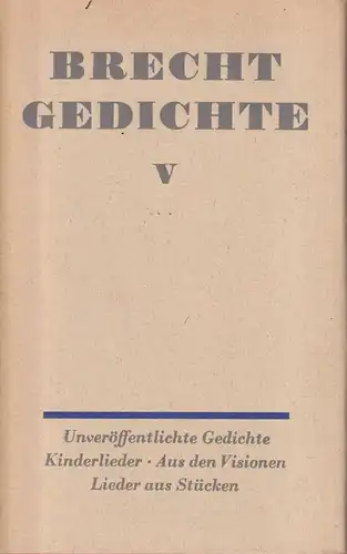 Buch: Gedichte. Band V, Brecht, Bertolt. Gedichte, 1964, Aufbau-Verlag