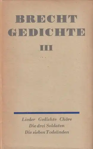Buch: Gedichte. Band III, Brecht, Bertolt. Gedichte, 1961, Aufbau Verlag