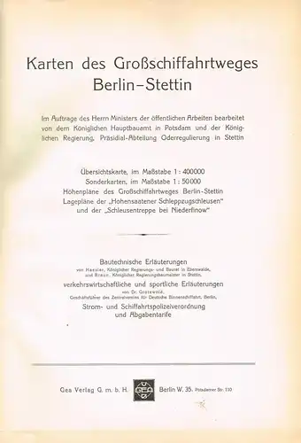 Buch: Karten des Großschiffahrtsweges Berlin-Stettin, ca. 1914, Gea Verlag