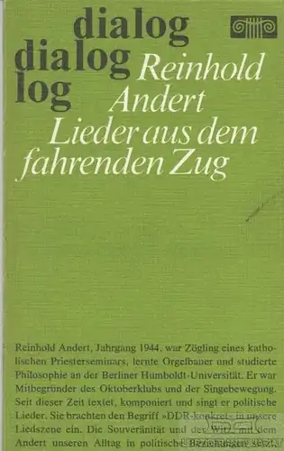 Buch: Lieder aus dem fahrenden Zug, Andert, Reinhold. Dialog, 1978