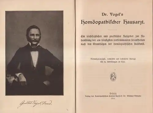 Buch: Dr. Vogels Homöopathischer Hausarzt, Vogel, Carl Gustav. 1916, Schwabe