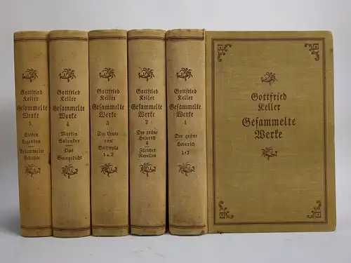 Buch: Gottfried Keller - Gesammelte Werke, 5 Bände, 1923, Benjamin Harz Verlag