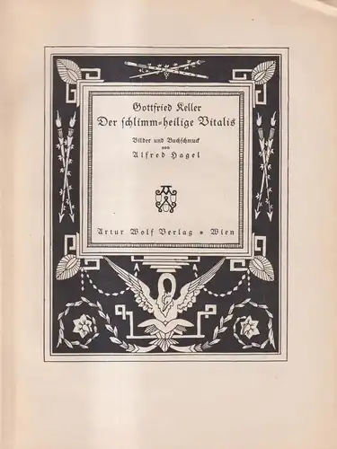 Buch: Der schlimmheilige Vitalis, Gottfried Keller, 1921, Artur Wolf Verlag