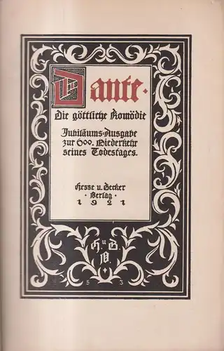 Buch: Dante - Die göttliche Komödie, 1921, Hesse & Becker, Jubiläumsausgabe