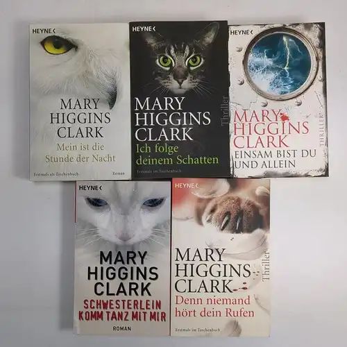 5 Bücher Mary Higgins Clark: Einsam, Schatten, Nacht, Schwesterlein, Rufen