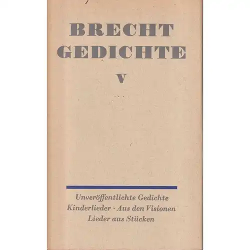 Buch: Gedichte. Band V, Brecht, Bertolt. Gedichte, 1978, Aufbau-Verlag