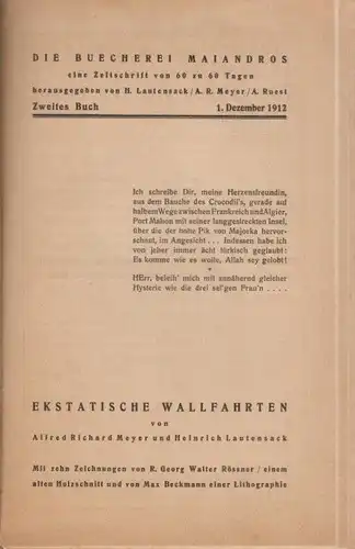 Zeitschrift: Die Buecherei Maiandros, 2. Buch, 1912, Paul Knorr, akzeptabel
