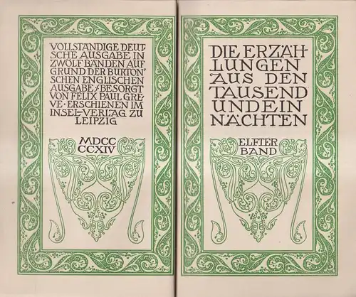 Buch: Die Erzählungen aus den tausendundein Nächten, elfter Band, Insel, 1914