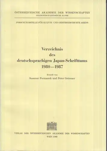 Buch: Verzeichnis deutschsprachigen Japan-Schrifttums, Formanek, Getreuer, 1989