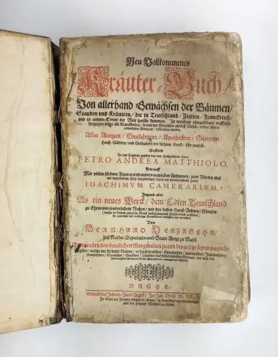 Buch: Neu Vollkommenes Kräuter-Buch, Verzascha, Bernhard. 1678