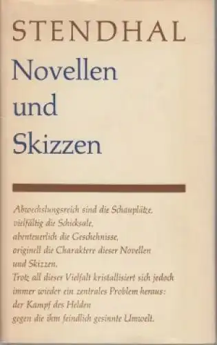 Buch: Novellen und Skizzen, Stendhal. Gesammelte Werke in Einzelaus, 1964
