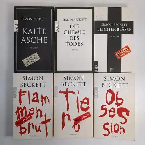 5 Bücher Simon Beckett: Flammenbrut; Tiere; Obsession; Leichenblässe; Asche ...