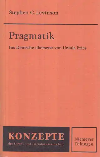 Buch: Pragmatik. Levinson, Stephen C., 1990, Max Niemeyer Verlag, sehr gut
