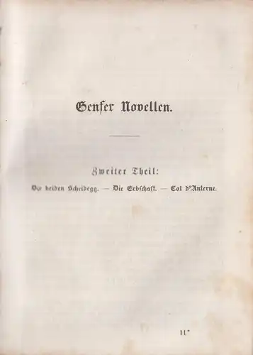 Buch: Genfer Novellen, Töpffer, Rudolf, 1853, A. Hofmann und Comp., 3 in 1 Bände
