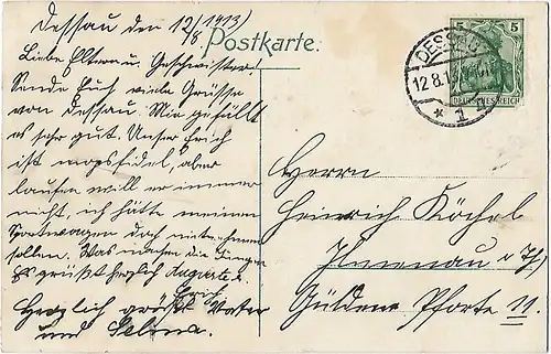 AK Dessau von der Johanniskirche. ca. 1913, Postkarte. Ca. 1913, gebraucht, gut