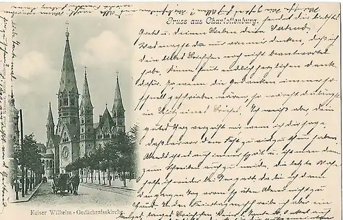 AK Gruss aus Charlottenburg. Kaiser Wilhelm-Gedächtniskirche. Postkarte, gut