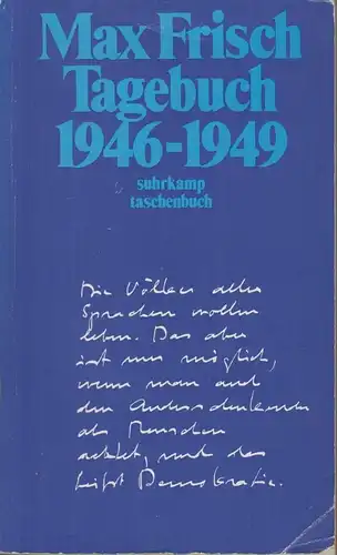Buch: Tagebuch 1946-1949, Frisch, Max. St, 1985, Suhrkamp Verlag, gebraucht, gut