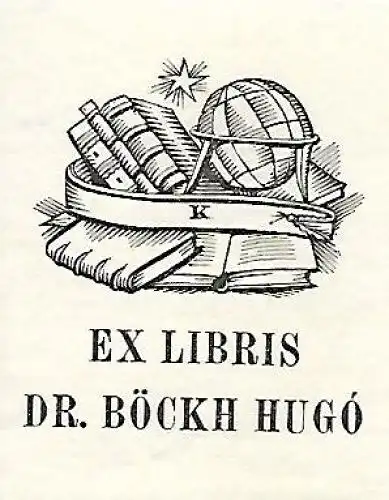 Original Druck Exlibris: Dr. Böckh Hugo, Bücher, Globus, gebraucht, gut