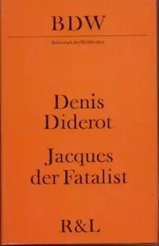 Buch: Jacques der Fatalist, Diderot, Denis. Bibliothek der Weltliteratur, 1974