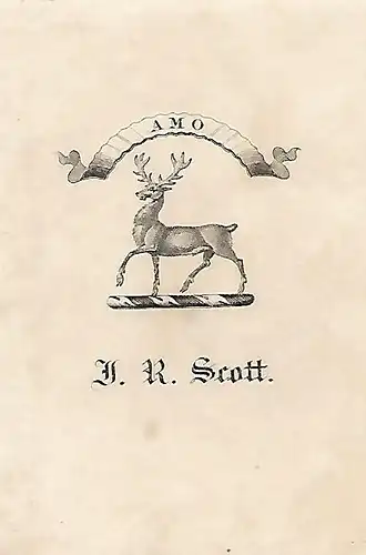 Original Kupferstich-Wappen: Heraldik - J. R. Scott, gebraucht, gut